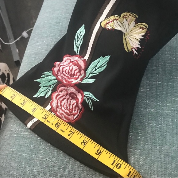 BLACK FLOWERY THIGH HIGH STRETCH BOOTS - Picture 5 of 5